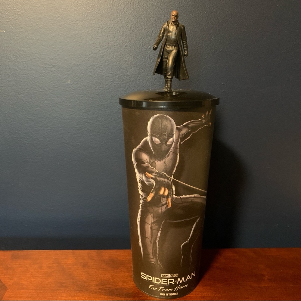 Marvel Spider-Man Far From Home Movie cup with Nick Fury Topper